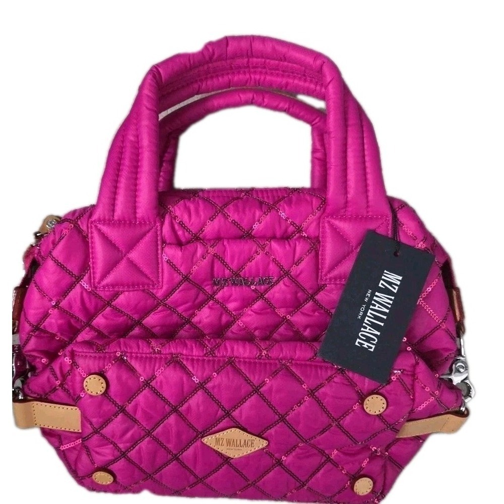 NEW MZ Wallace Mini Crossbody Metro Tote Deluxe Bag‎ in Bright Fuchsia Sequins